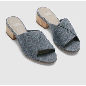 Eileen Fisher Women's Ruche Block Heels Denim Chambray Size 7 MSRP $225